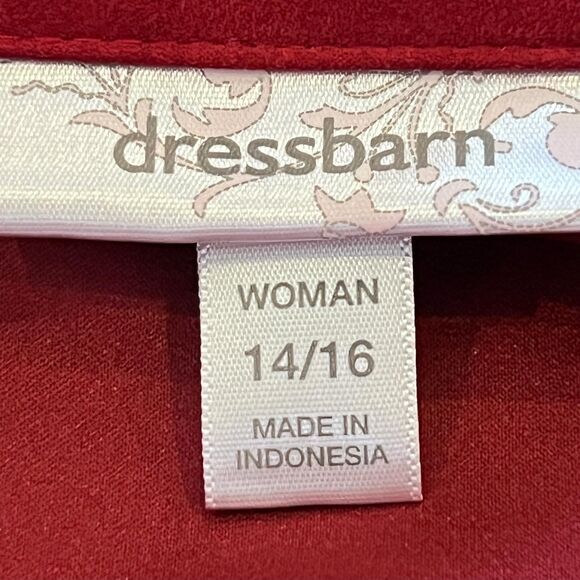 Dress Barn Red Pleated Button-Up Top 14/16 - Picture 5 of 8